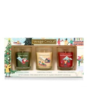 Yankee Candle Festive Tumbler Trio 3 piece Holiday Christmas Winter Gift Set NIB